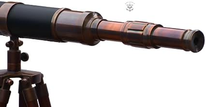 Vintage Brass Telescope with Wooden Tripod Stand 1