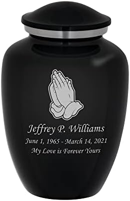 Homage Medium Custom Engraved Praying Hands Cremation Urn - Graphite Grey