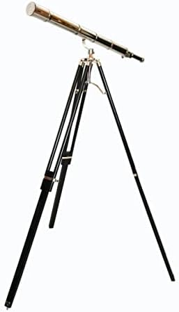 Vintage Single Barrel Brass Telescope on Tripod Stand