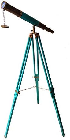 Handmade Marine Brass Telescope with Retro Wooden Tripod