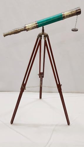 Vintage Telescope with Brass and Wood Nautical Design