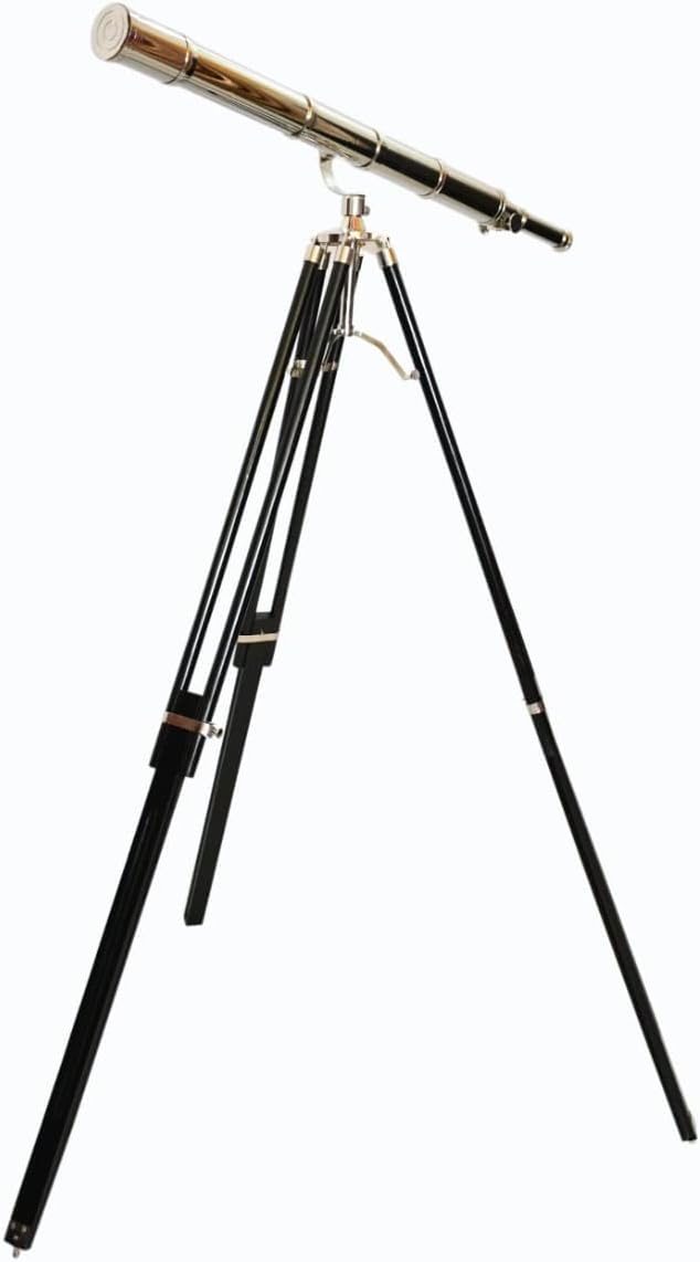 Vintage Single Barrel Brass Telescope on Tripod Stand