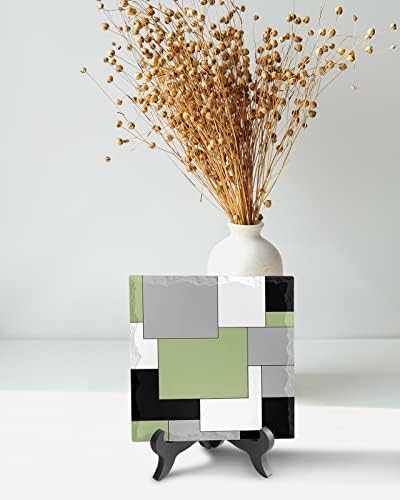 Abstract Art Desk Decor with Color Block Plaque 1