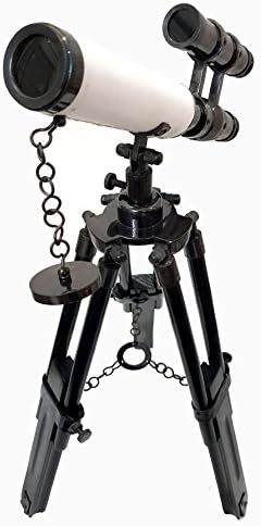 New Retro Marine Designer Double Barrel Telescope with Wooden Tripod