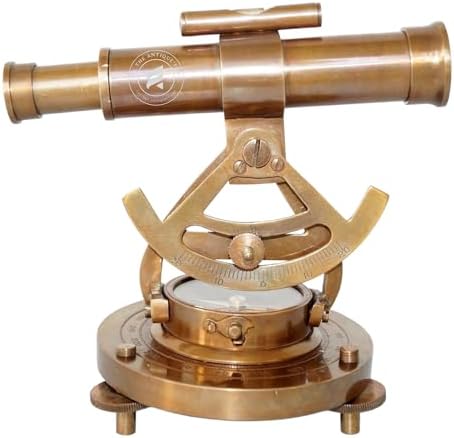 TAL The Antiques Lab 5 Inch Brass Alidade Telescope with Base Compass