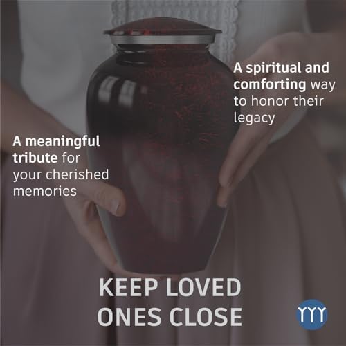Handcrafted Cremation Urn for Human Ashes - Large Red Black Memorial Urn