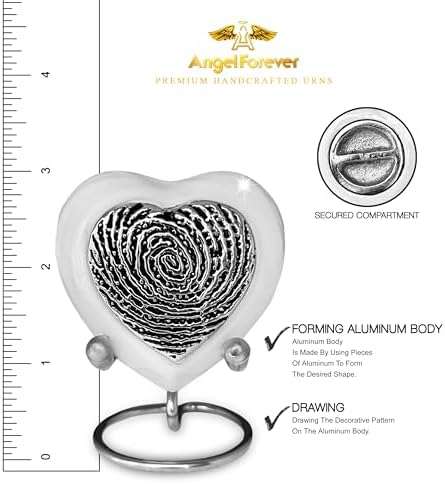 Heart Keepsake Cremation Urn Handcrafted Brass Mini Urn with Gold Stand and Velvet Box