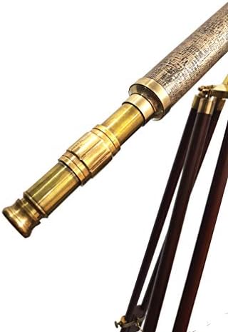 Single Barrel Vintage Wooden Tripod Telescope 62 Inches