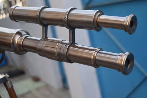 Vintage Double Barrel Telescope with Wooden Tripod 1