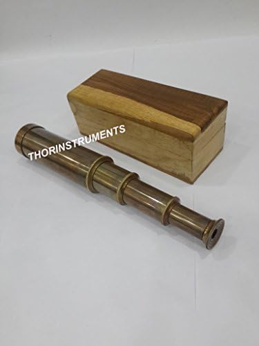 Vintage Nautical Telescope with Brass Finish and Wooden Box