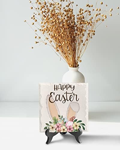 Happy Easter Decorative Desk Plaque with Wooden Stand