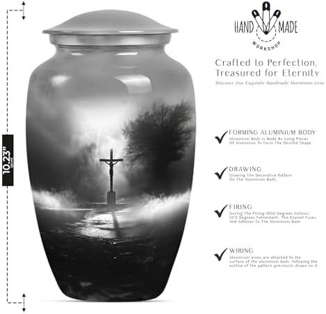 Jesus Cross Urn Set - Large with Velvet Bag and Small