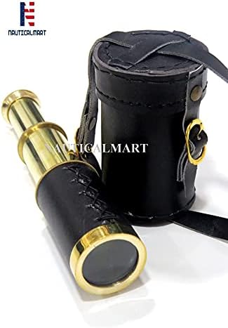 NauticalMart Brass Telescope 6 Inch with Leather Case