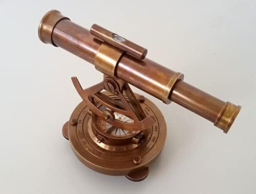 Vintage Brass Theodolite Alidade Transit Telescope for Home Dcor