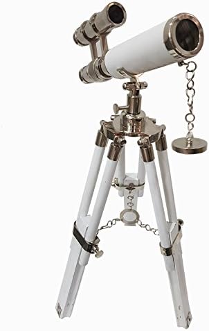 White Leather Nautical Telescope Decor