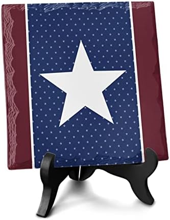 American Blue Red Stars Geometric Desk Decor Plaque