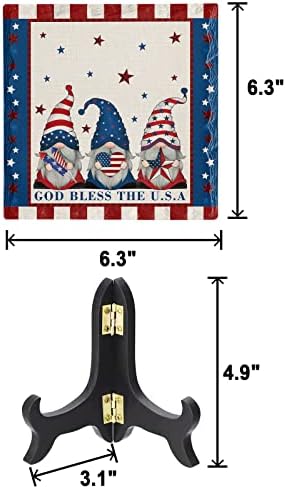 4th of July Decorative Plaque with Wooden Stand