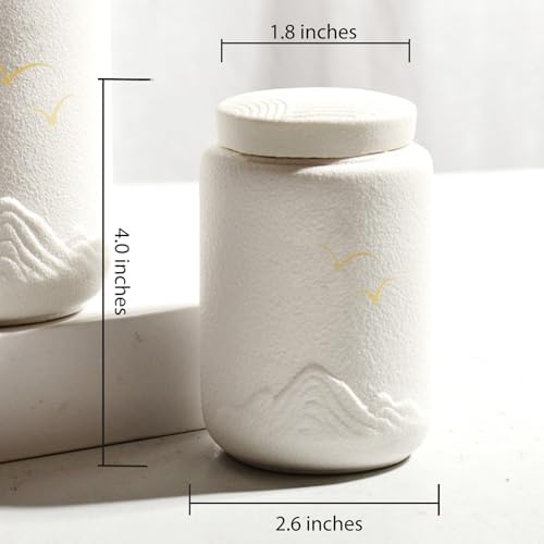 TIMSO Small Ceramic Urns for Human Ashes - Engraved Bird Design Keepsake