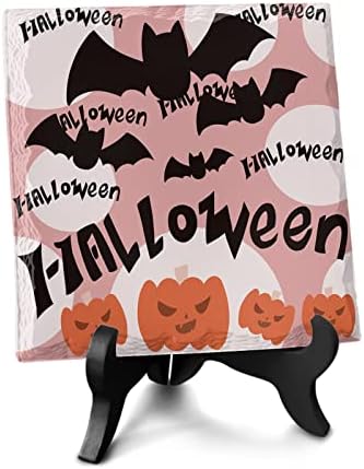 Halloween Desk Decor with Pink Geometric Plaque Stand