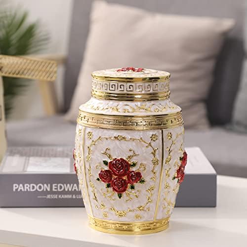 Medium Urn for Human Ashes - Rose Design Cremation Urn for Women Mom - Holds 70 Cubic Inches of Ashes - Gold-Red Color