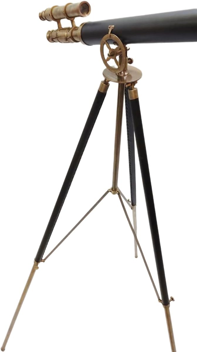 Vintage Marine Brass Telescope with Adjustable Tripod Stand