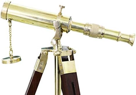 Vintage Brass Telescope Nautical Stand Wooden Tripod