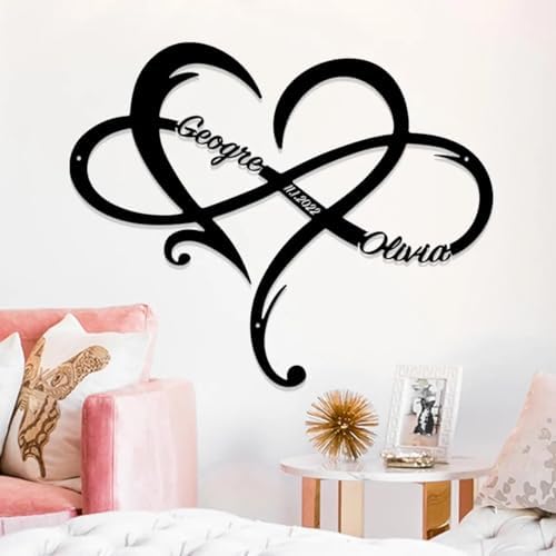 Personalized Love Heart Infinity Metal Sign