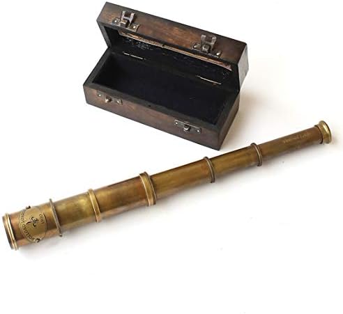 Marine Antique Brass Telescope with Handmade Wooden Box