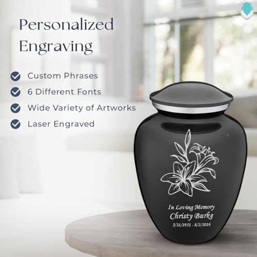 GetUrns Personalized Lily Cremation Urn for Human Ashes 200 lbs