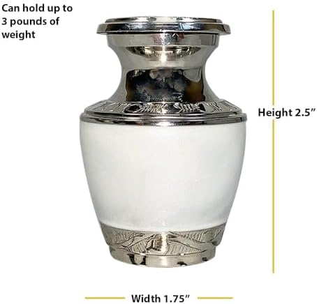 Customized Pearl White Keepsake Cremation Urn Small Size