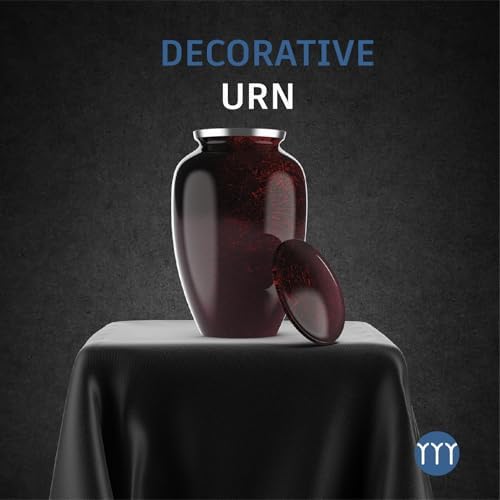 Handcrafted Cremation Urn for Human Ashes - Large Red Black Memorial Urn