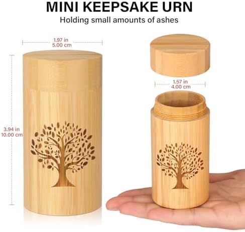 Elegant Bamboo Urn with Tree of Life Pattern Set of 2