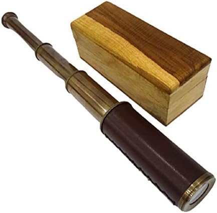 Antique Style 14 Inch Telescope with Wooden Box Gift