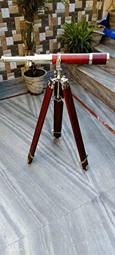 High Magnification Tube Telescope with Brass and Wood Finish