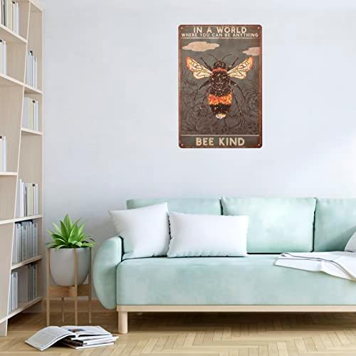 Retro Floral Art Tin Sign Be Kind Metal Plaque 8x12 Inch Wall Decor