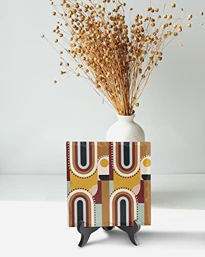 Minimalist Geometric Desk Decor Plaque with Wooden Stand