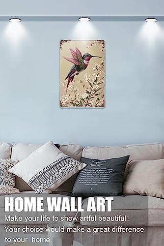 Zomyto Hummingbird Tin Sign - Vintage Floral Decor