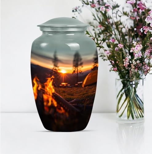 Elegant Sunset Gray Urn Set 2-Piece Cremation Memorial Urns