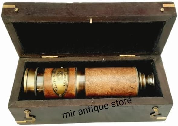 19 Inch Solid Brass Vintage Nautical Telescope with Wooden Box