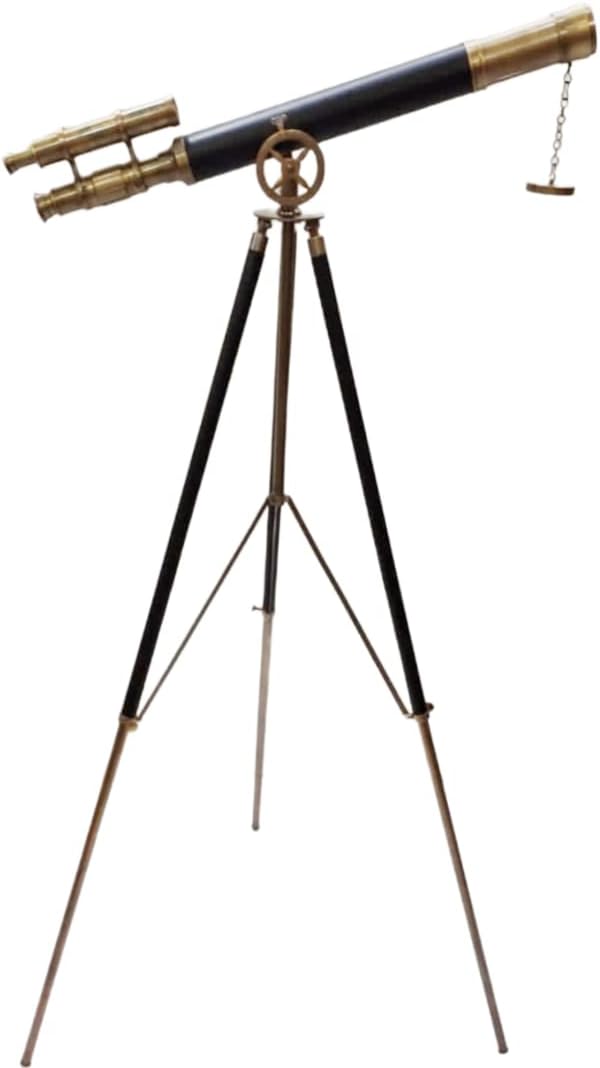 Vintage Marine Brass Telescope with Adjustable Tripod Stand