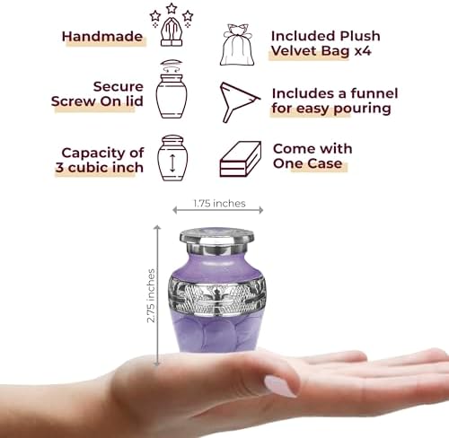 Trupoint Memorials Purple Mini Cremation Urn Set of 4