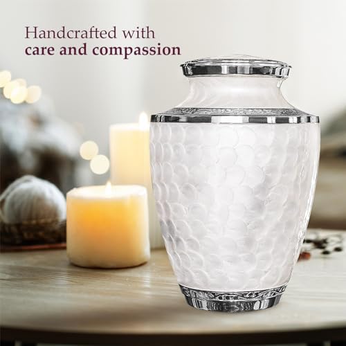 Trupoint Memorials Cremation Urns for Human Ashes Large Opal with Silver Lining