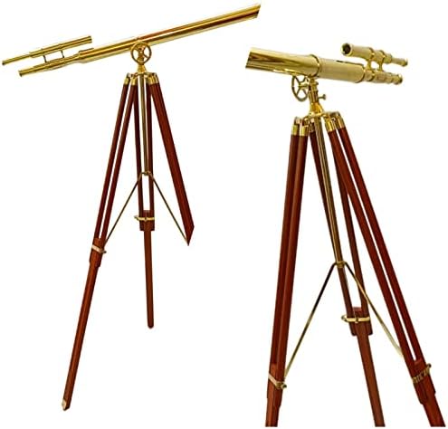 Vintage Brass Telescope with Adjustable Tripod Stand for Home Decor