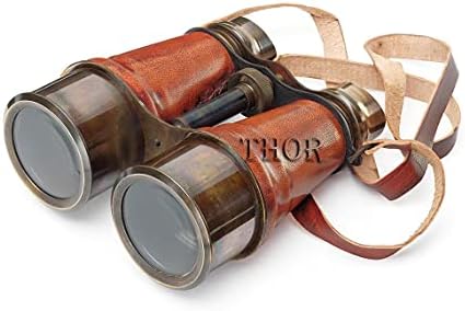 Maritime Vintage Brass Nautical Binocular with Leather Case
