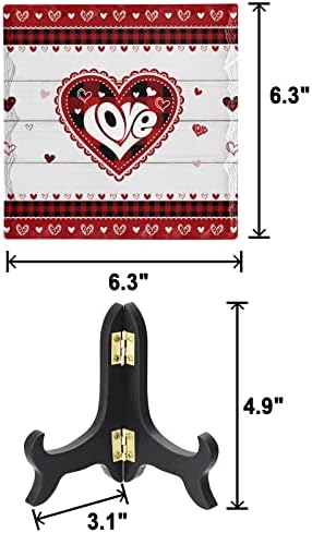 Valentine Day Decorative Ceramic Desk Plaque with Wooden Stand