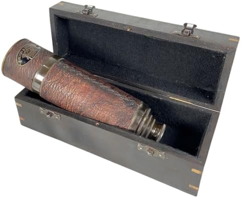 Antique Brass Telescope with Wooden Box Nautical Decor