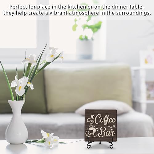 Coffee Bar Sign with Iron Stand for Home Kitchen Office