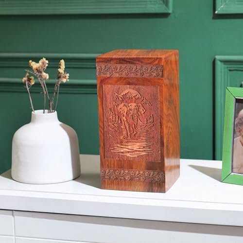 JAGASY Elephant Urn - 1125 Inch Wooden Cremation Urn