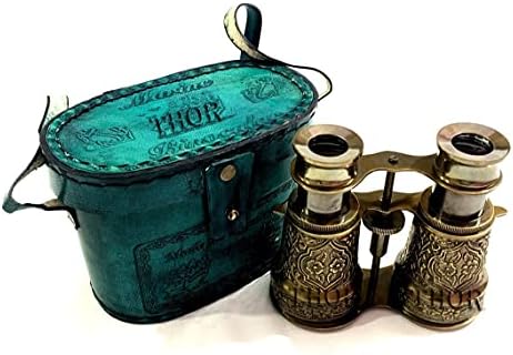 Nautical Brass Spyglass Binocular with Leather Case