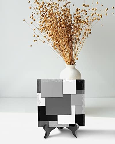 Abstract Art Desk Decor with Color Block Plaque